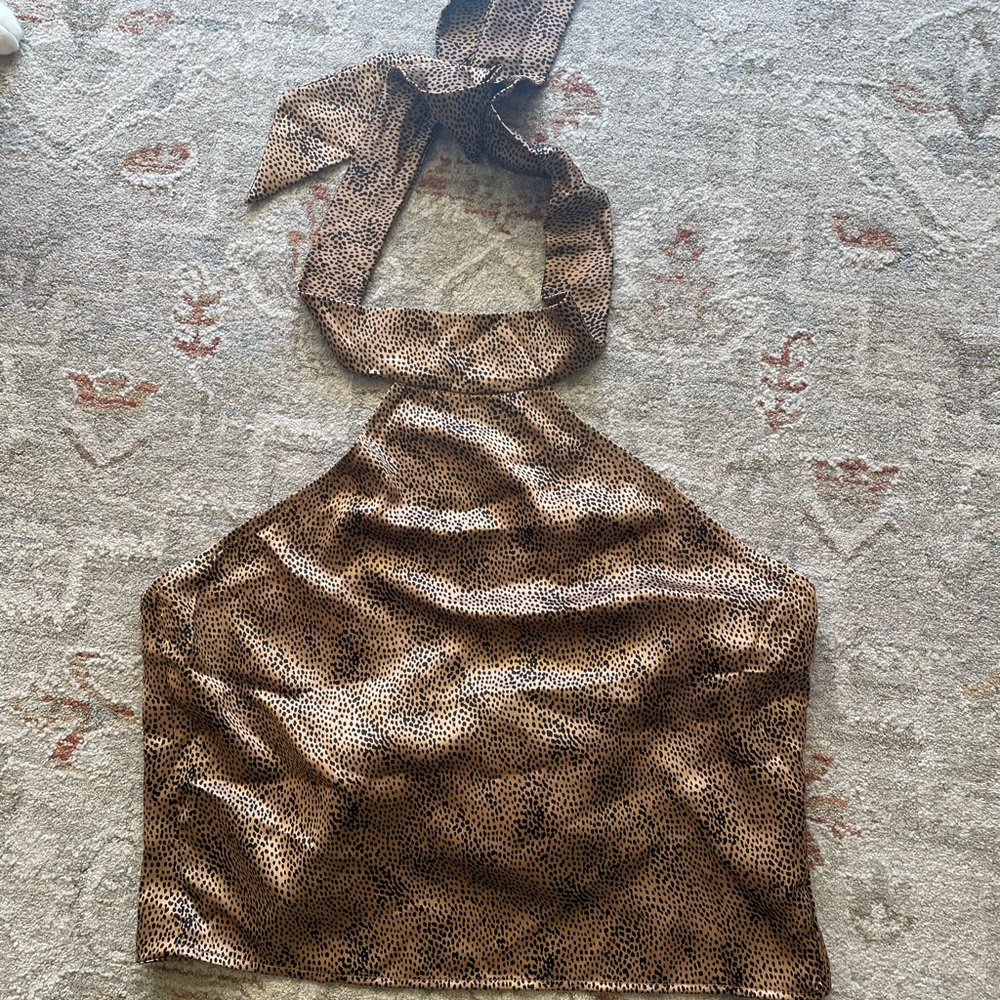 Sincerely Jules Brown Animal Print Halter Blouse